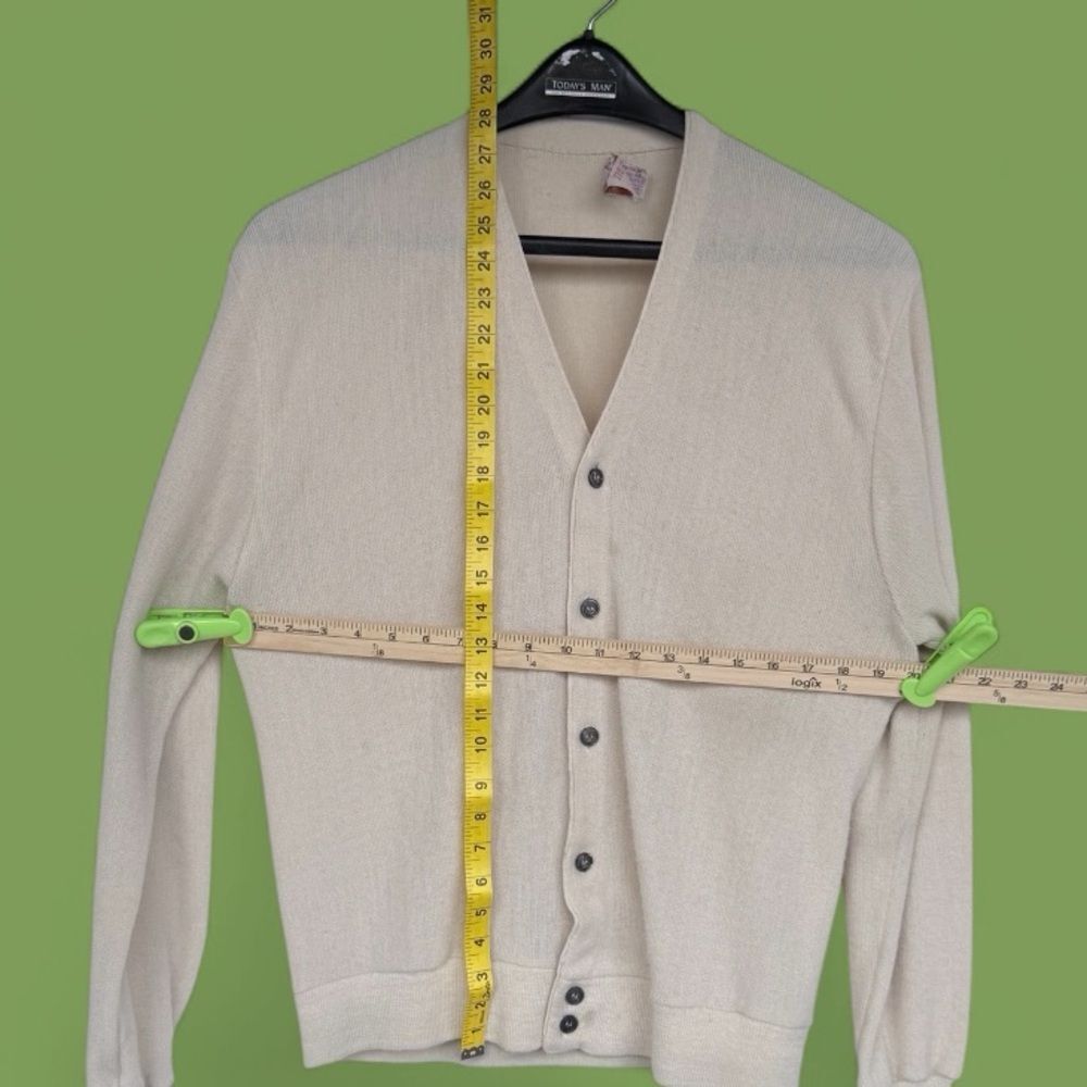 The Fox Collection Vintage Men’s Cream Cardigan Sweater Size L - Picture 4 of 6